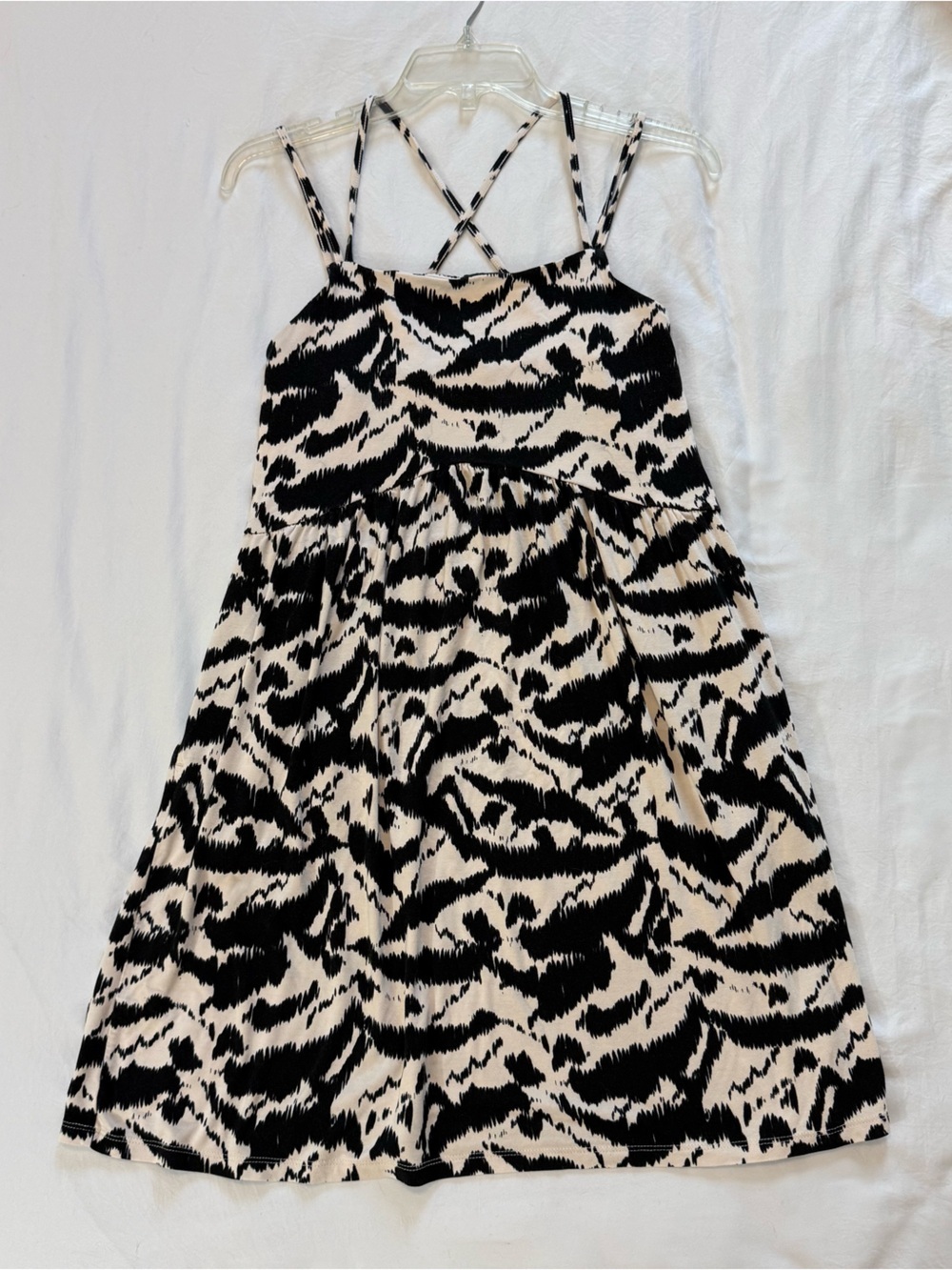 Old Navy Black and Cream Animal-Print Tank, Size M